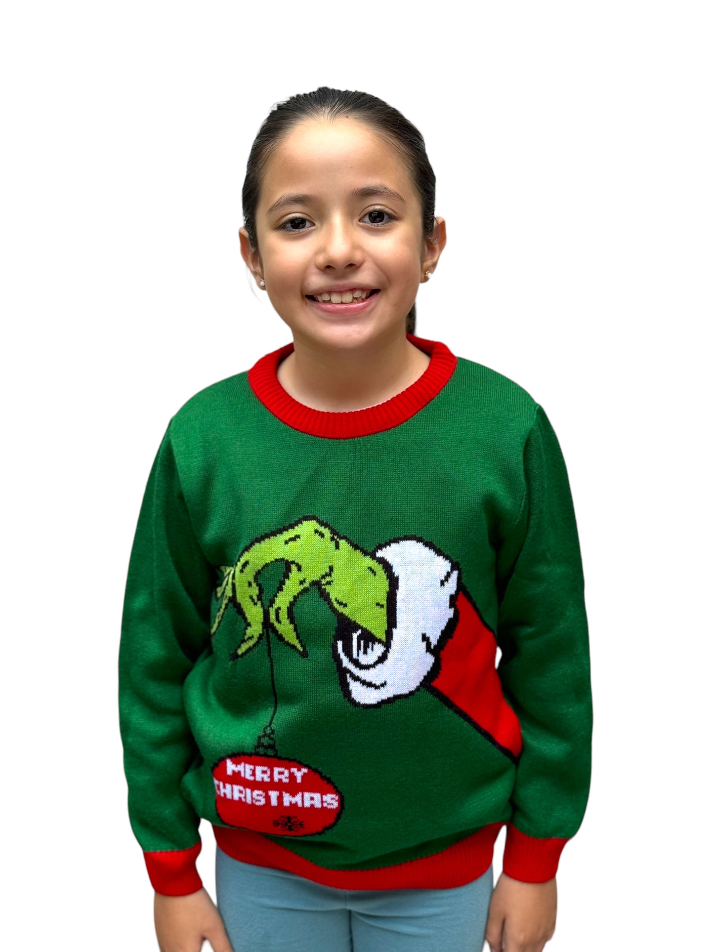 Ugly Sweater / Sueter Navideño con Mano y Esfera Niños