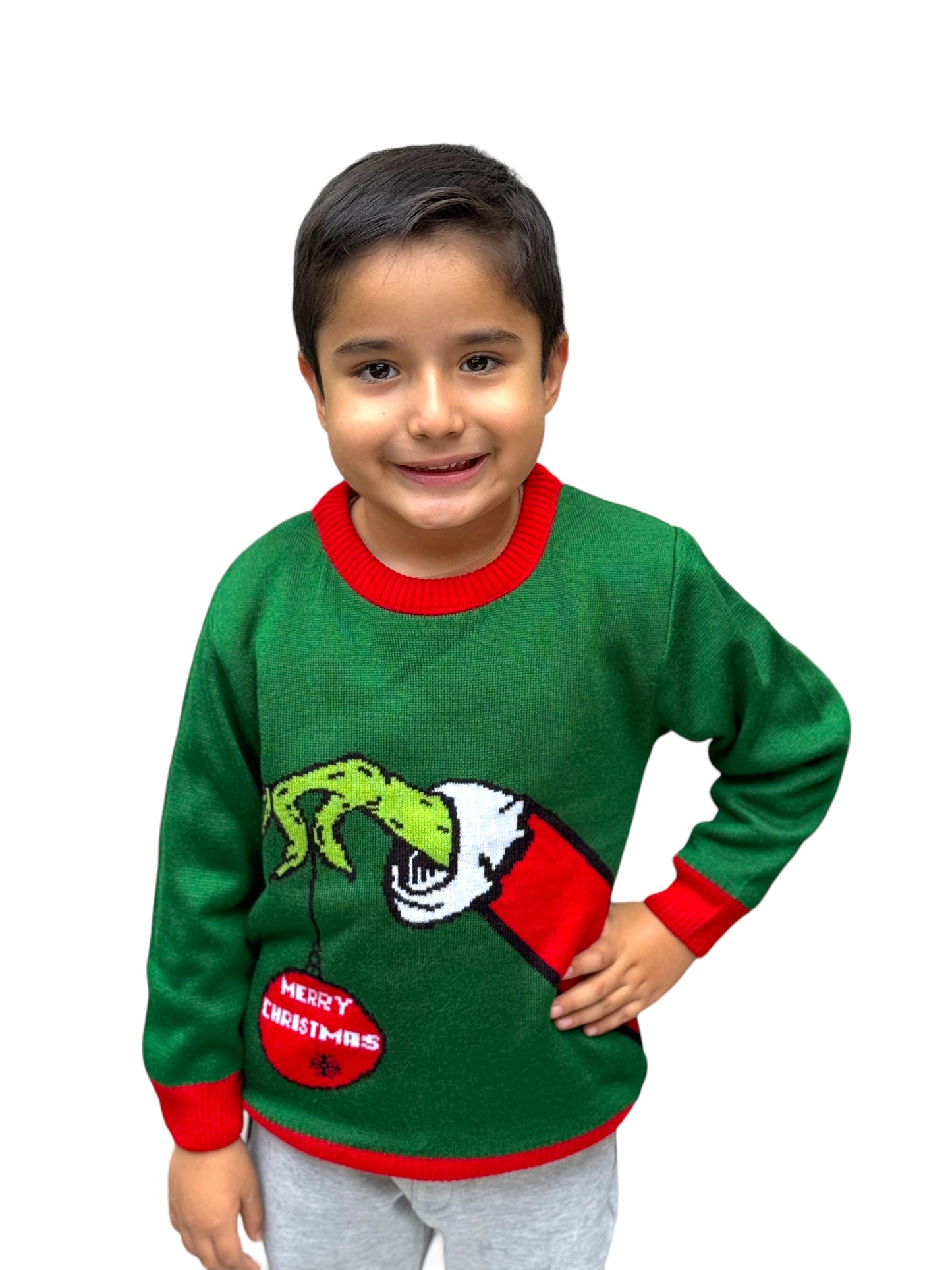 Ugly Sweater / Sueter Navideño con Mano y Esfera Niños