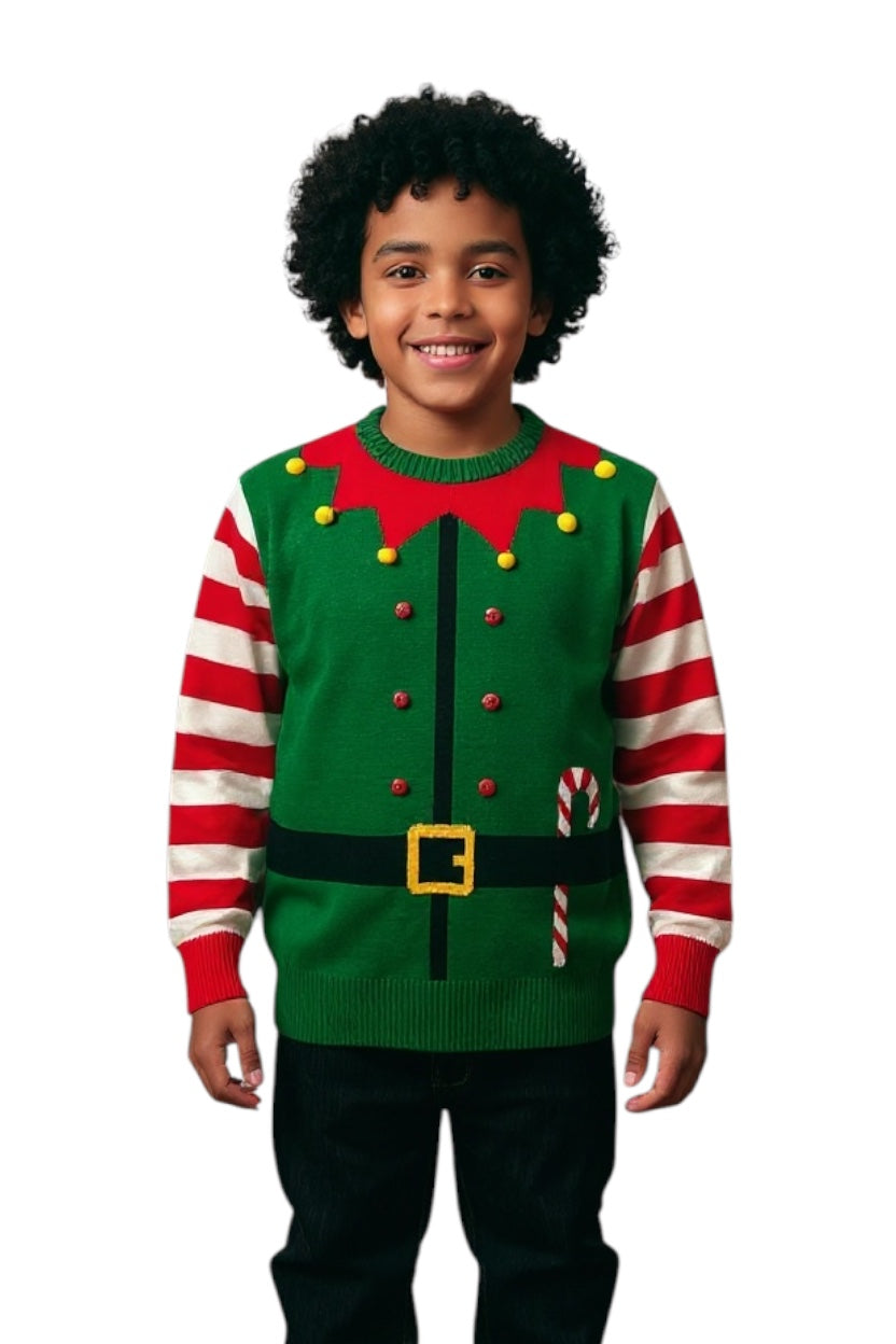Ugly Sweater / Sueter Navideño con traje Duende Niños