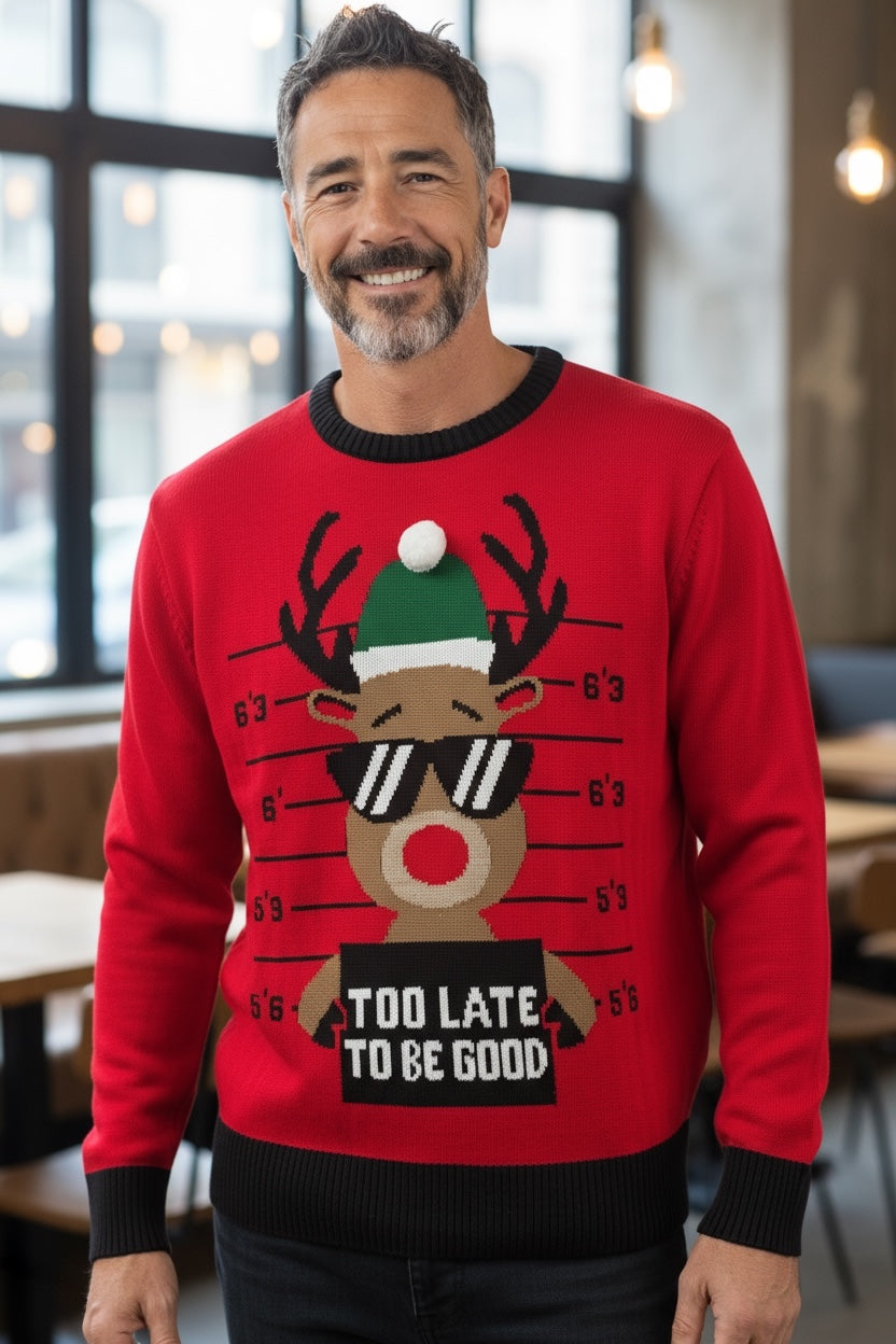Ugly Sweater / Sueter Navideño Adulto con Reno con lentes