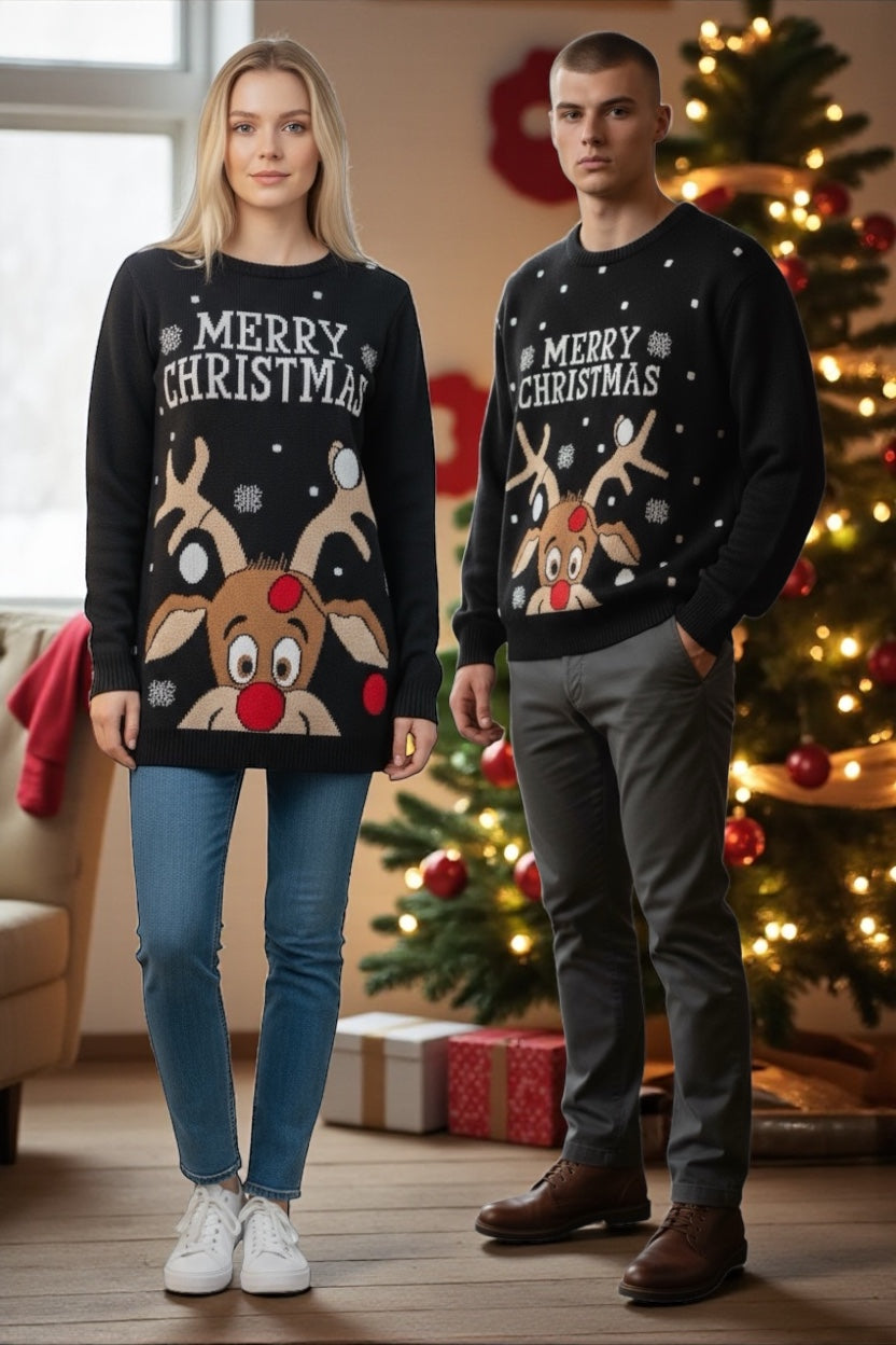 Ugly Sweater / Blusón Navideño Dama Merry Christmas y Reno