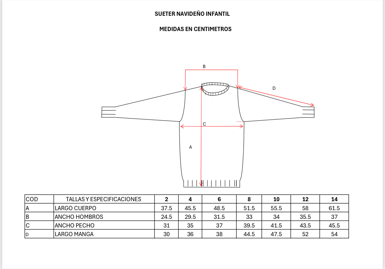 Ugly Sweater / Sueter Navideño Infantil con Reno con lentes