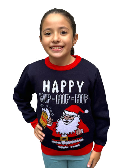 Ugly Sweater / Sueter Navideño con Santa y Cerveza. Niños
