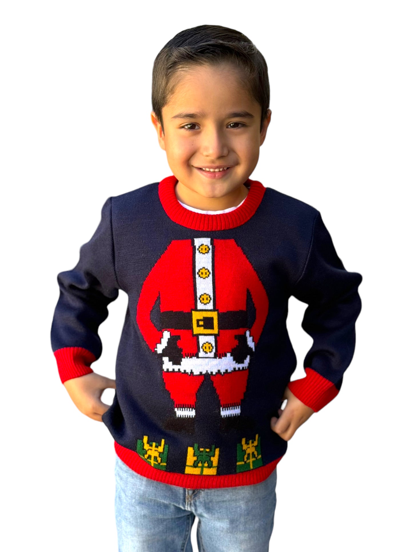 Ugly Sweater / Sueter Navideño con Traje de Santa Niño