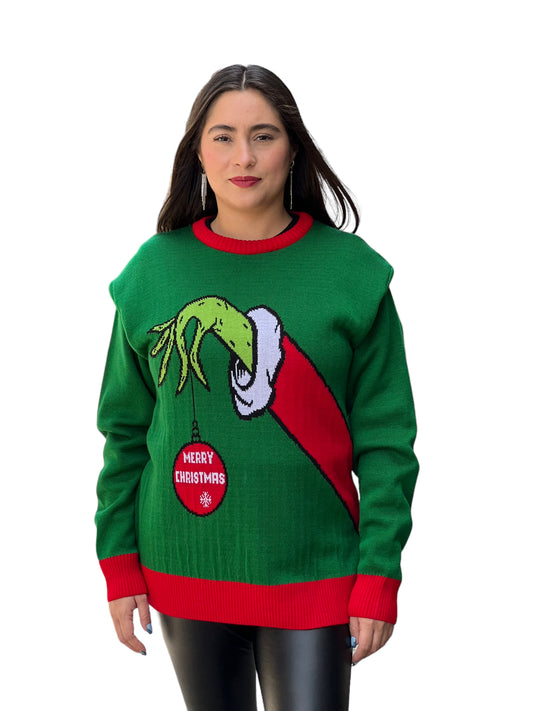 Ugly Sweater / Sueter Navideño con Mano y Esfera Adulto