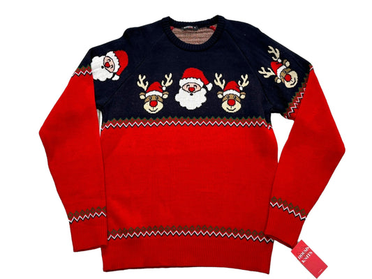 Ugly Sweater / Sueter Navideño Adulto con Senefa de Renos y Santas.