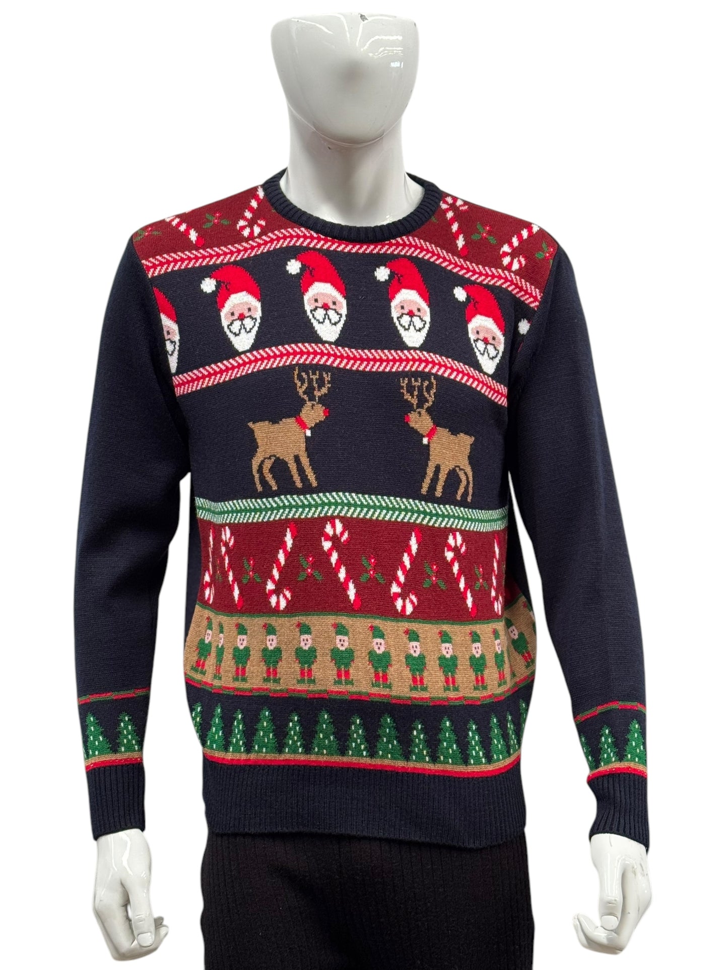 Ugly Sweater / Sueter Navideño con Duendes, Bastones, Renos y Santas Infantil