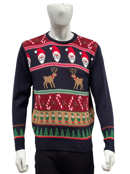 Ugly Sweater / Sueter Navideño con Duendes, Bastones, Renos y Santas Infantil