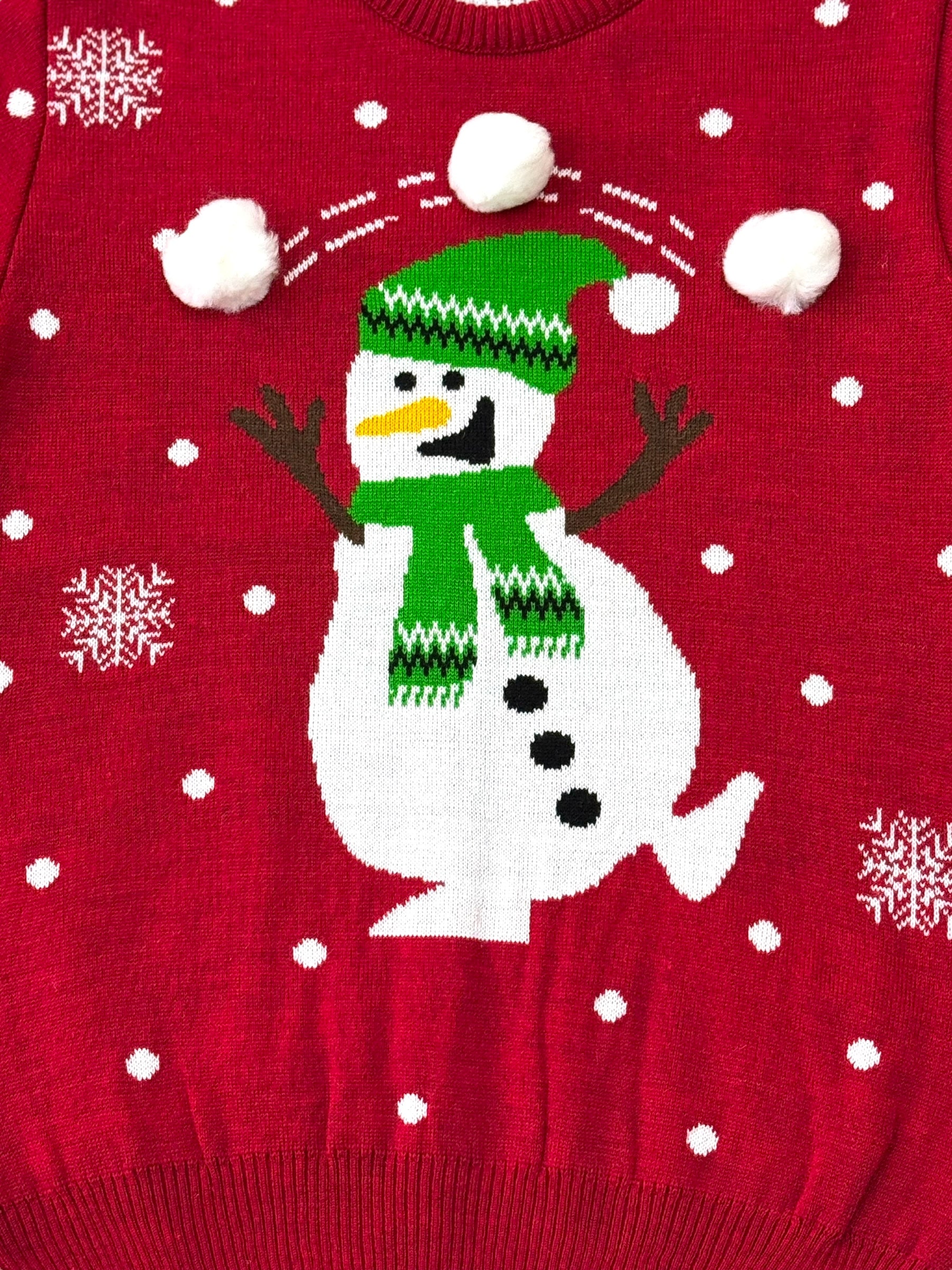 Ugly Sweater / Sueter Navideño con Muñera de Nieve. Niños