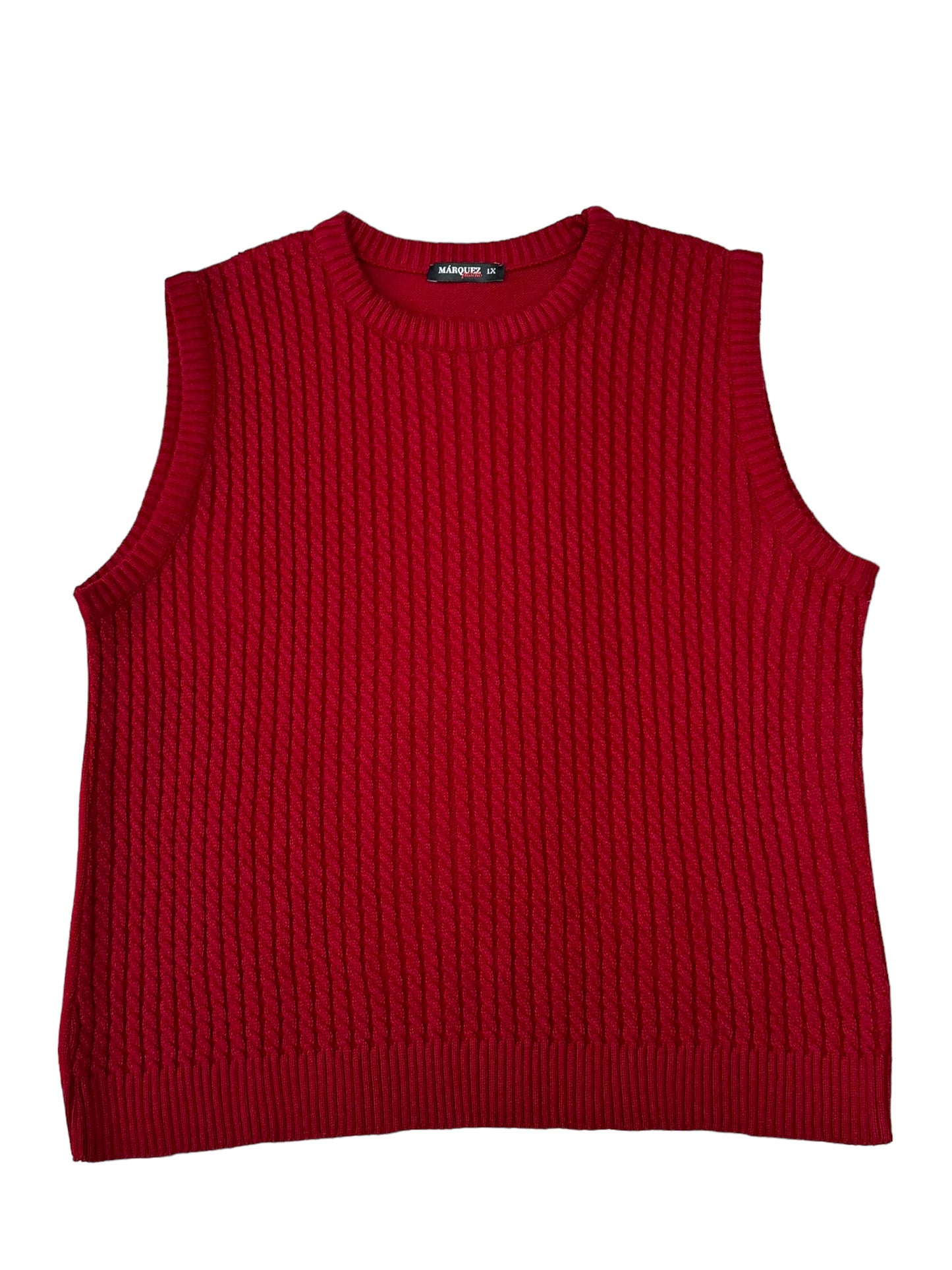 Chaleco cuello Redondo frente con trenzas.