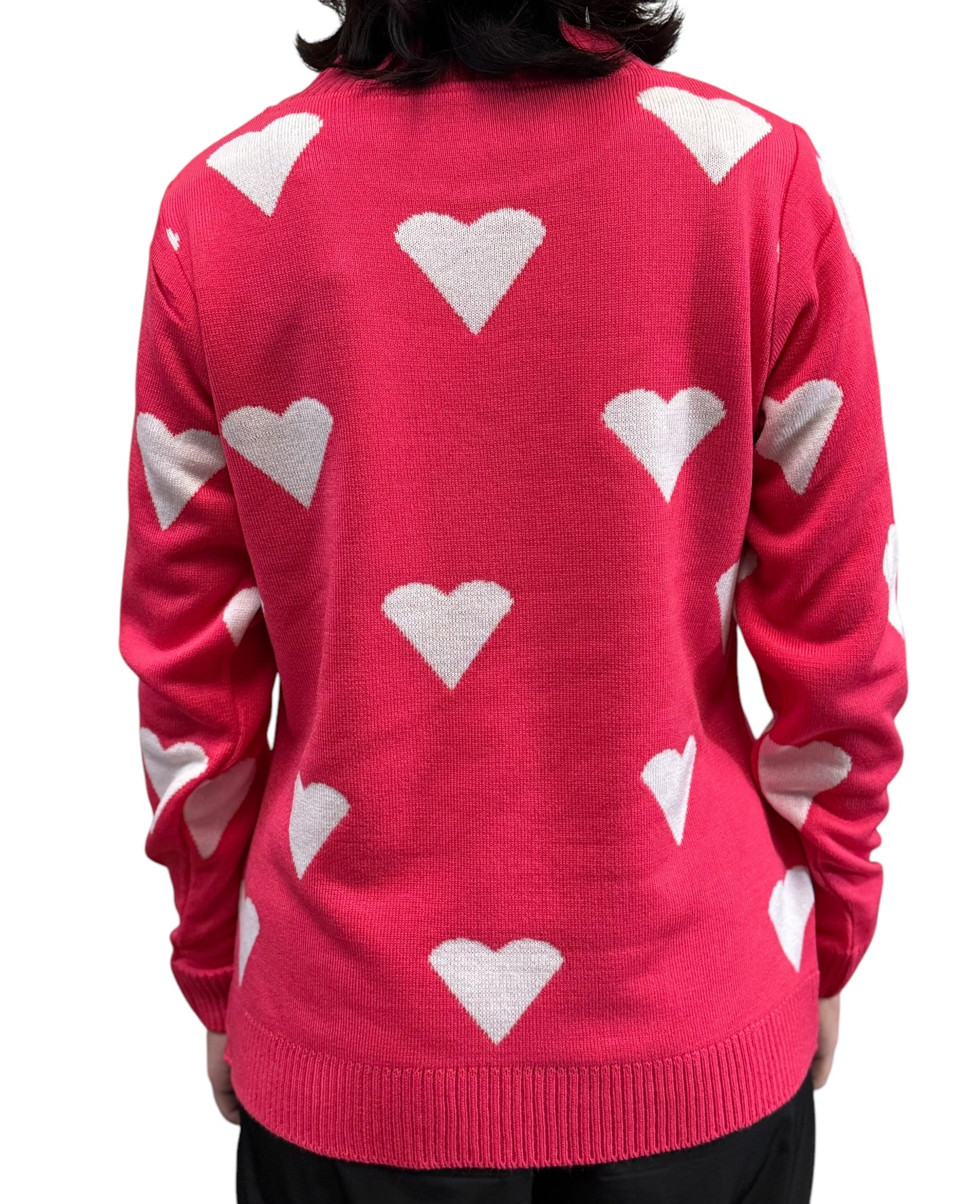 Sueter cuello redondo con corazones en contraste