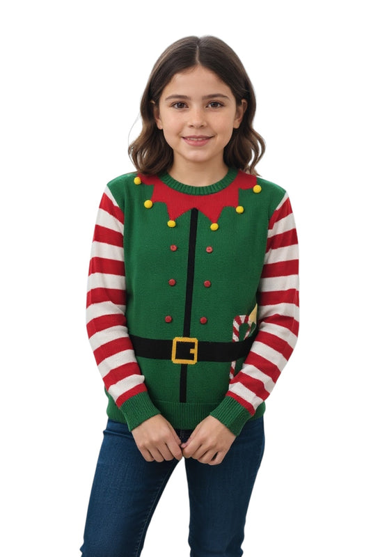 Ugly Sweater / Sueter Navideño con traje Duende Niños