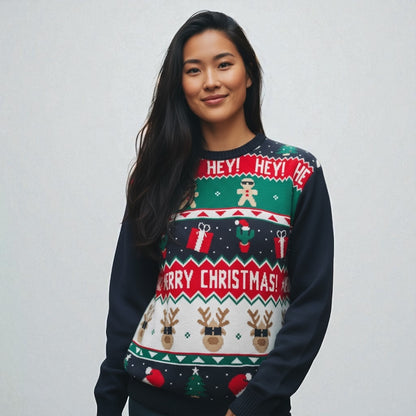 Ugly Sweater / Sueter Navideño Adulto con Renos, Regalos y Galletas. Merry Christmas.