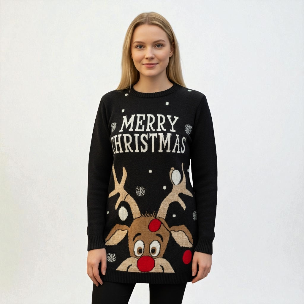 Ugly Sweater / Blusón Navideño Dama Merry Christmas y Reno