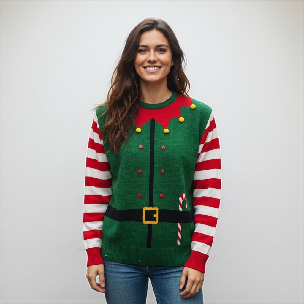 Ugly Sweater / Sueter Navideño con traje  Duende Adulto
