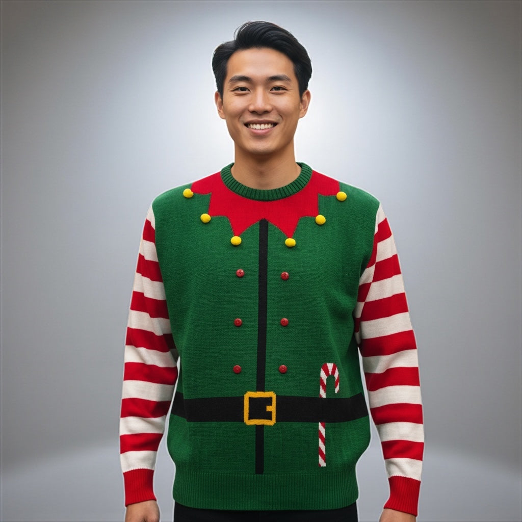 Ugly Sweater / Sueter Navideño con traje  Duende Adulto