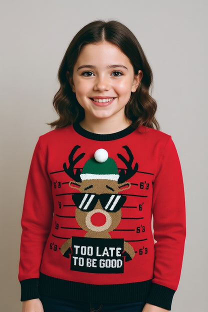 Ugly Sweater / Sueter Navideño Infantil con Reno con lentes