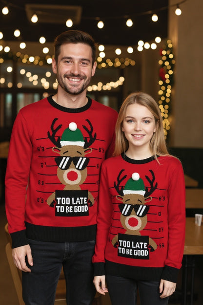 Ugly Sweater / Sueter Navideño Adulto con Reno con lentes