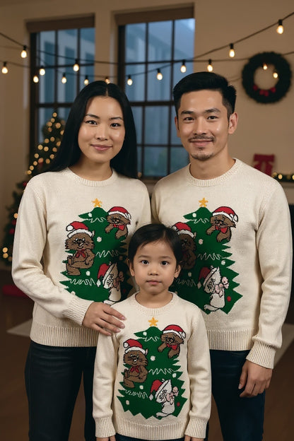 Ugly Sweater / Sueter Navideño Infantil con Arbolito y Gatitos