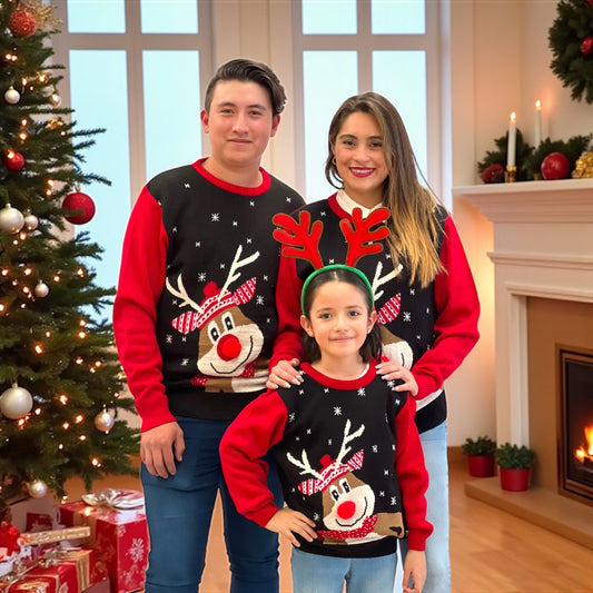 Ugly Sweater / Sueter Navideño con Reno con bufanda Adulto