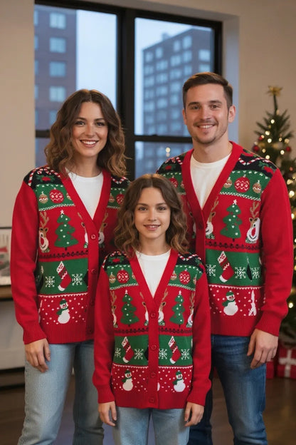 Ugly Sweater / Sueter Navideño Abierto Infantil con elementos navideños