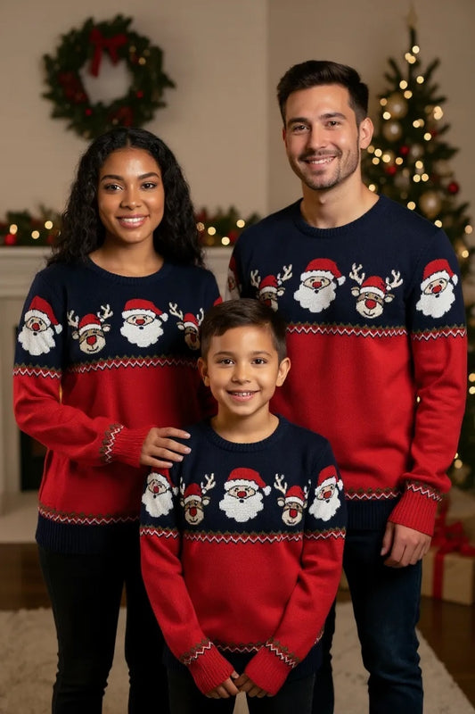 Ugly Sweater / Sueter Navideño Adulto con Senefa de Renos y Santas.