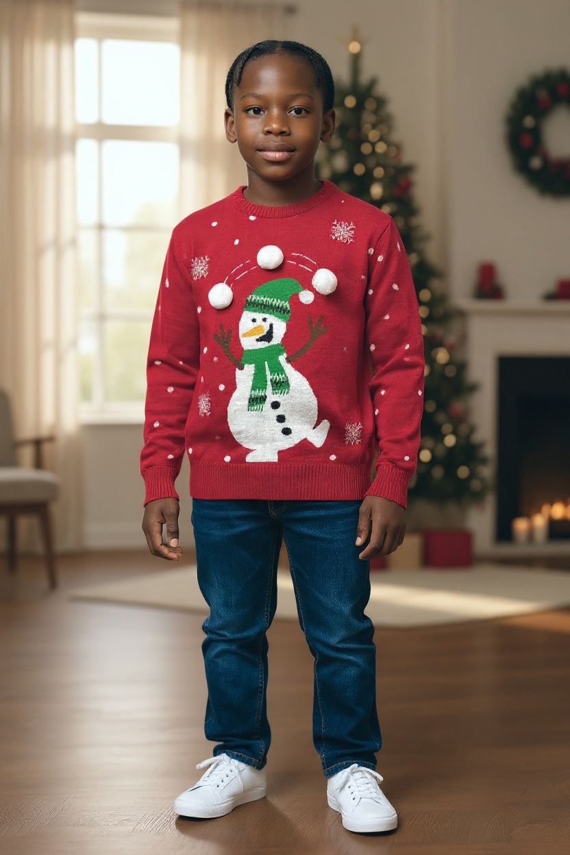 Ugly Sweater / Sueter Navideño con Muñera de Nieve. Niños
