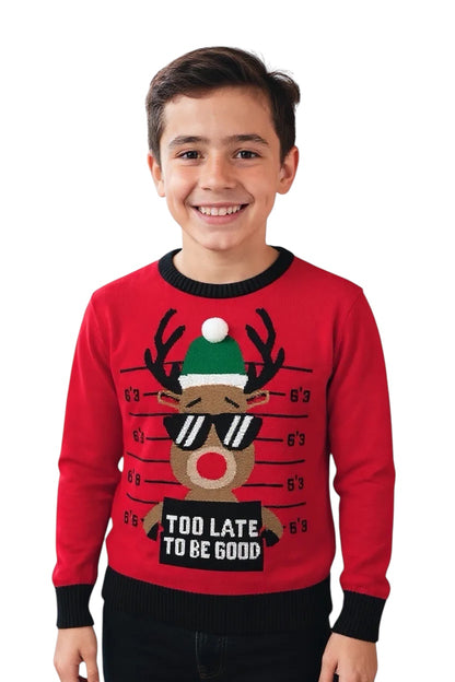 Ugly Sweater / Sueter Navideño Infantil con Reno con lentes