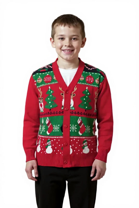 Ugly Sweater / Sueter Navideño Abierto Infantil con elementos navideños