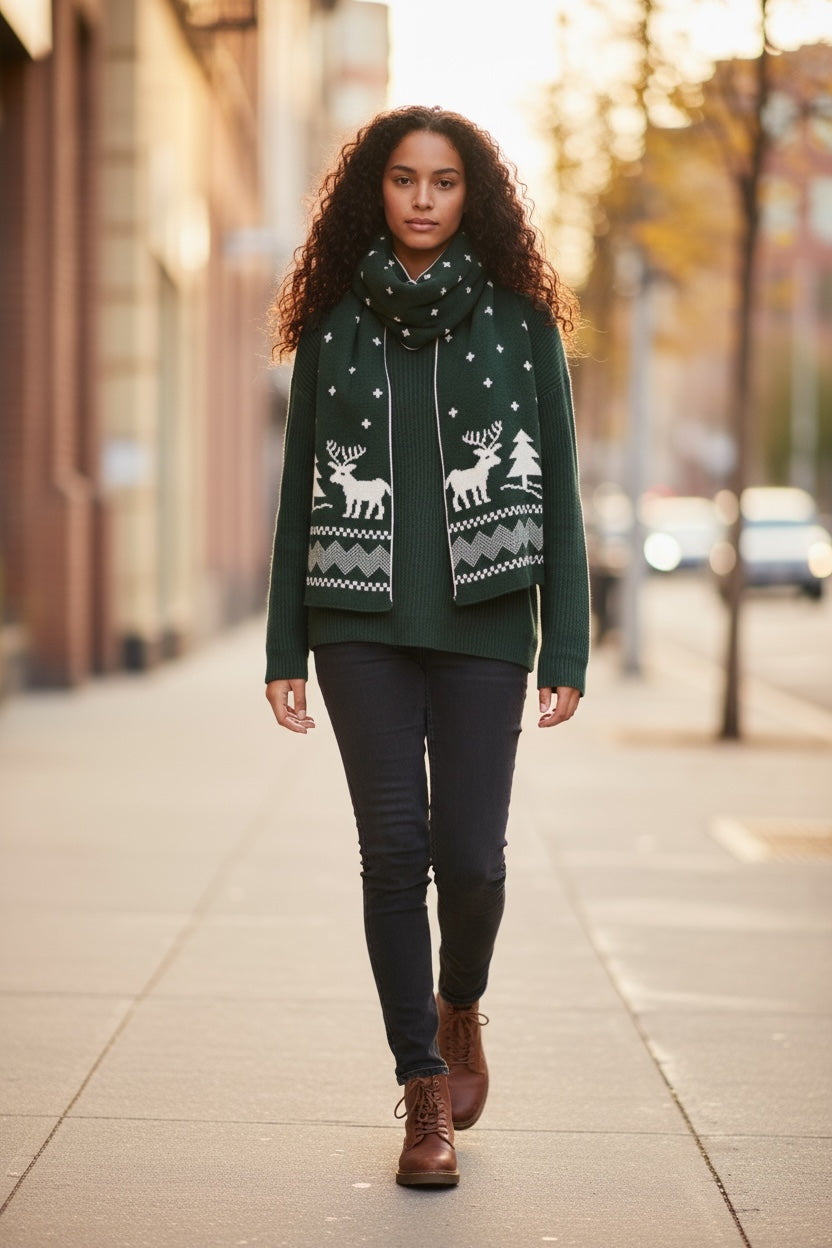 Ugly Scarf / Bufanda Navideña Unisex con Renos