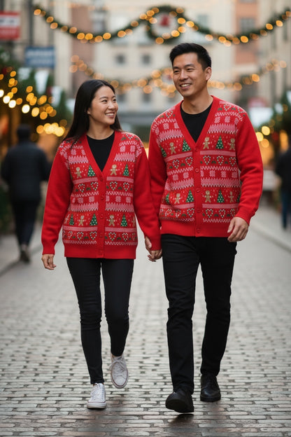 Ugly Sweater / Sueter Navideño Abierto con Galletas y Arbolitos