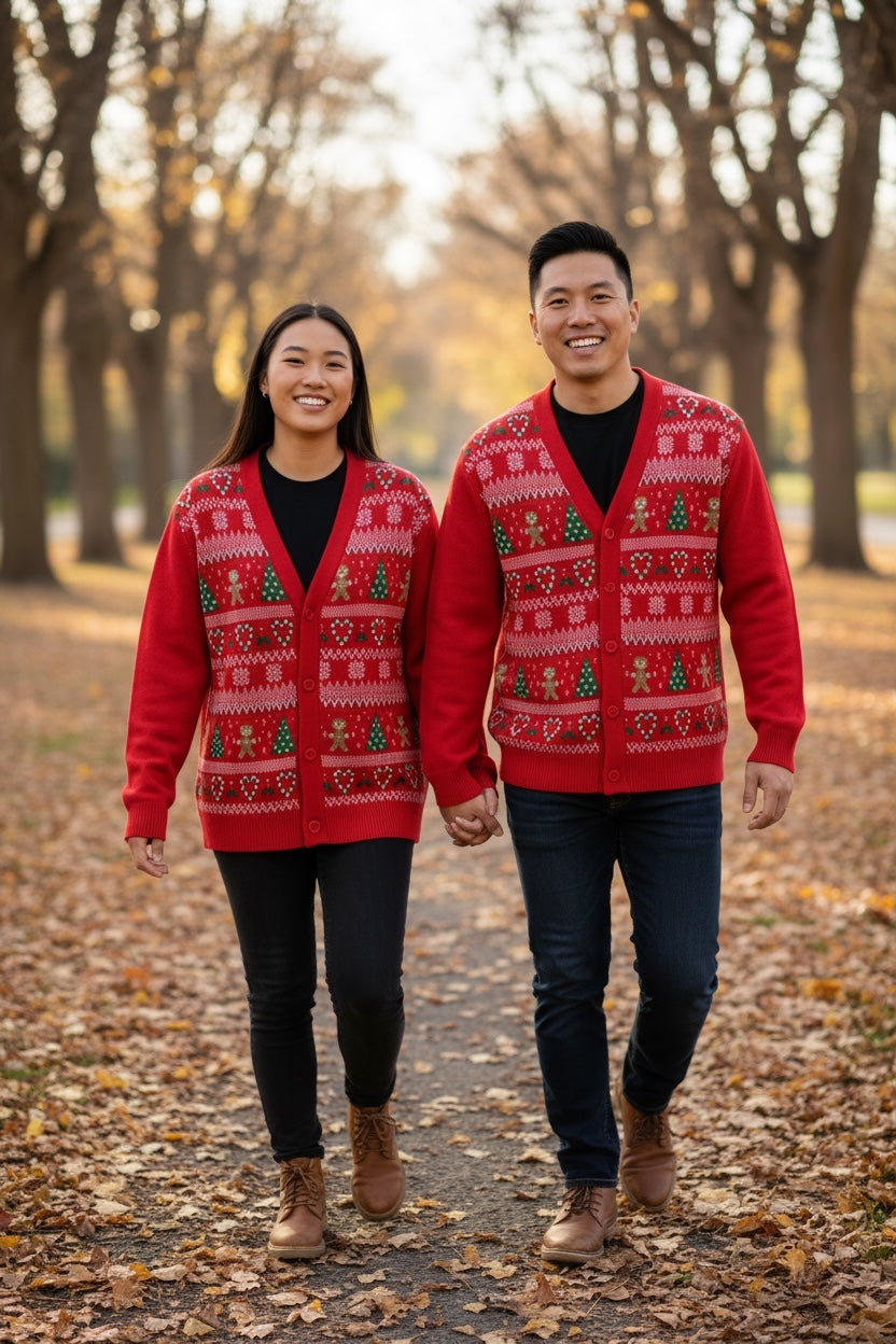 Ugly Sweater / Sueter Navideño Abierto con Galletas y Arbolitos