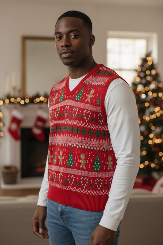 Ugly Sweater / Chaleco Navideño Adulto con Galletas y Arbolitos