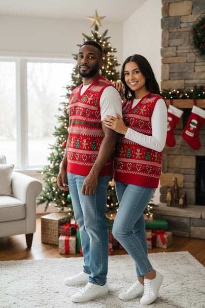 Ugly Sweater / Chaleco Navideño Adulto con Galletas y Arbolitos