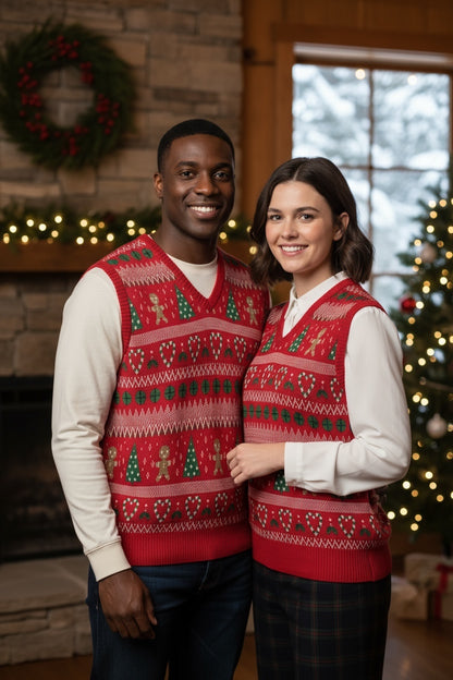 Ugly Sweater / Chaleco Navideño Adulto con Galletas y Arbolitos