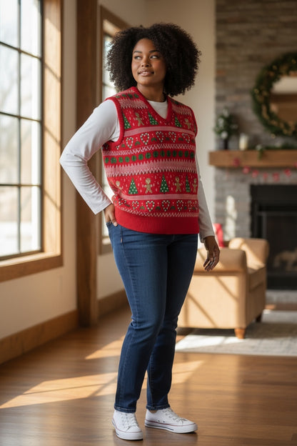 Ugly Sweater / Chaleco Navideño Adulto con Galletas y Arbolitos