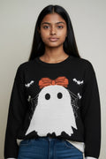 Sueter de Halloween  con Fantasma con Moño.