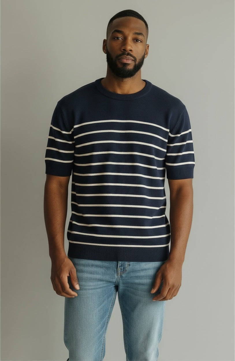 9973 Playera cuello redondo dibujo a  rayas
