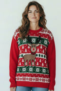 Ugly Sweater / Sueter Navideño Adulto con cenefas nórdicas al frente y reno al centro.