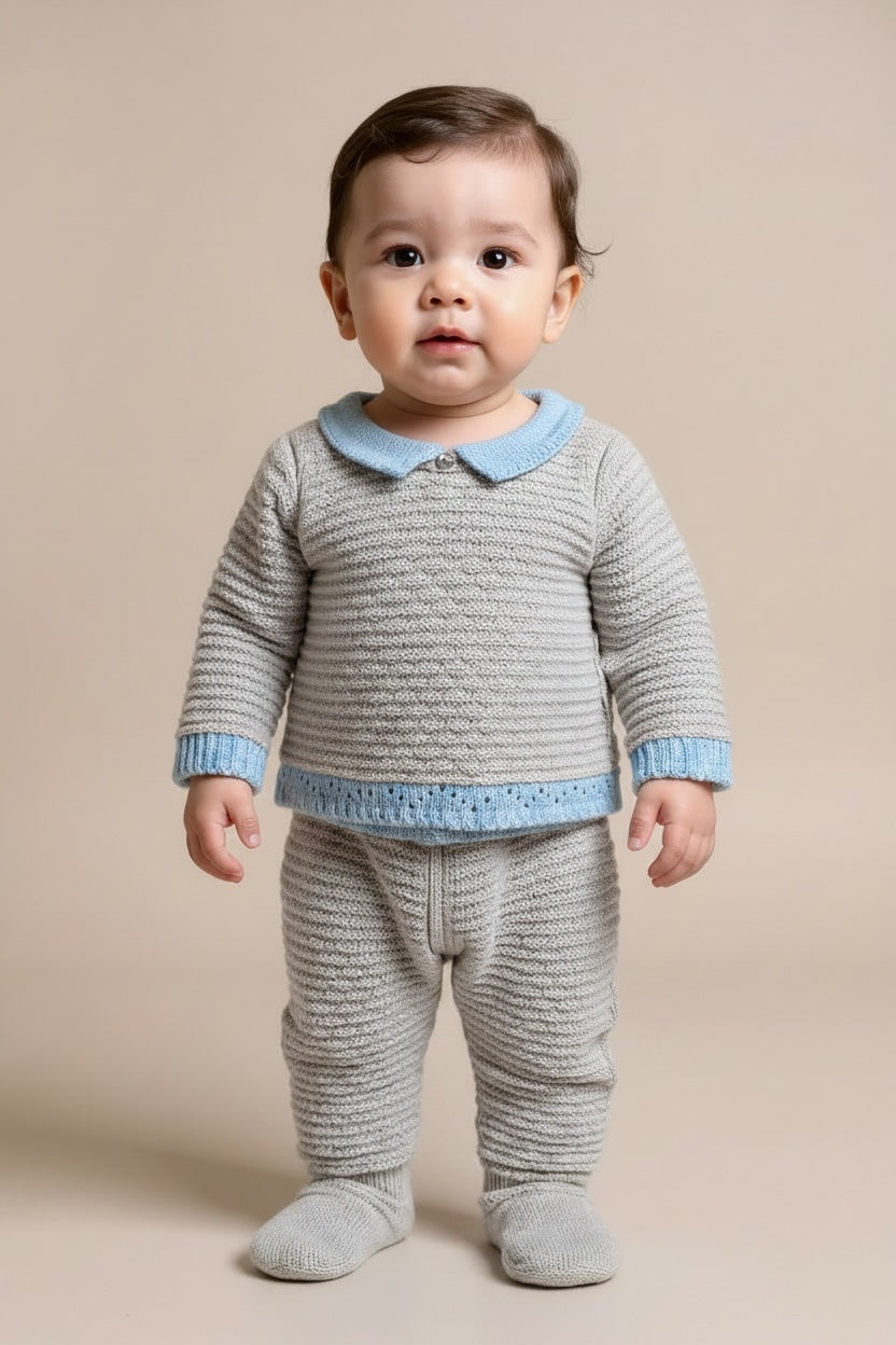Conjunto de Sueter y Pantalón con tejido jacquard.