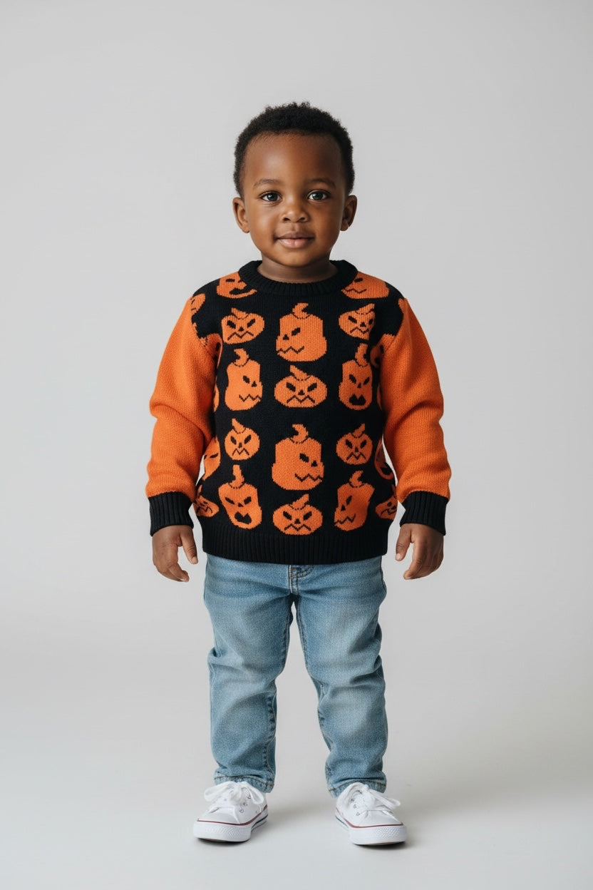 Sueter de Halloween  con diseño de calabazas
