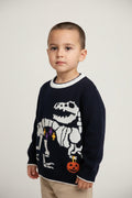Sueter de Halloween  con esqueleto de dinosaurio