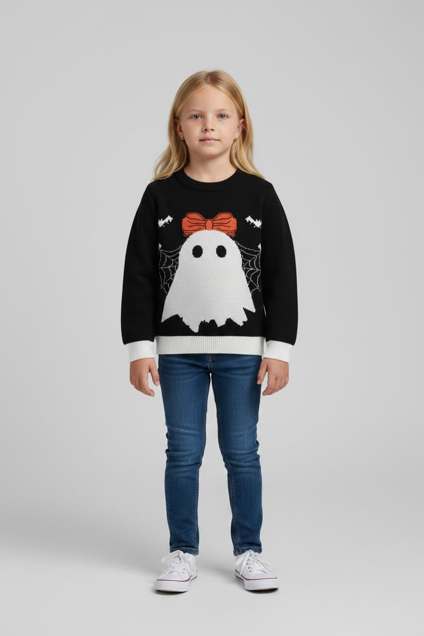 Sueter de Halloween  con Fantasma con Moño.