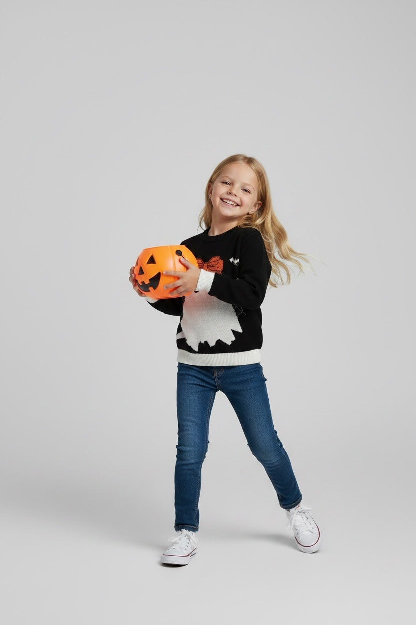 Sueter de Halloween  con Fantasma con Moño.