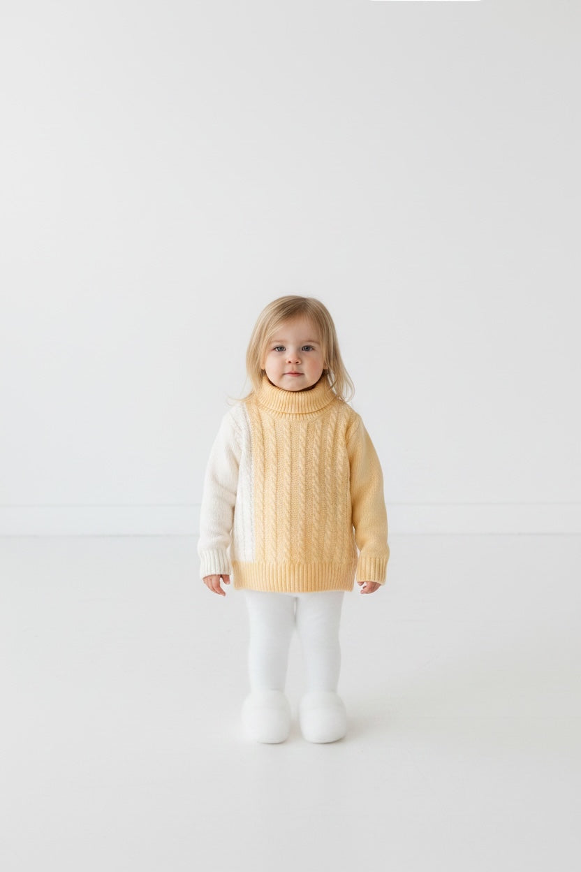 Sueter cuello ruso con bloques de color