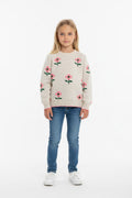 Sueter cuello redondo con todo con flores.
