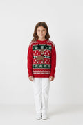 Ugly Sweater / Sueter Navideño Infantil son senefas nórdicas al frente y reno al centro.
