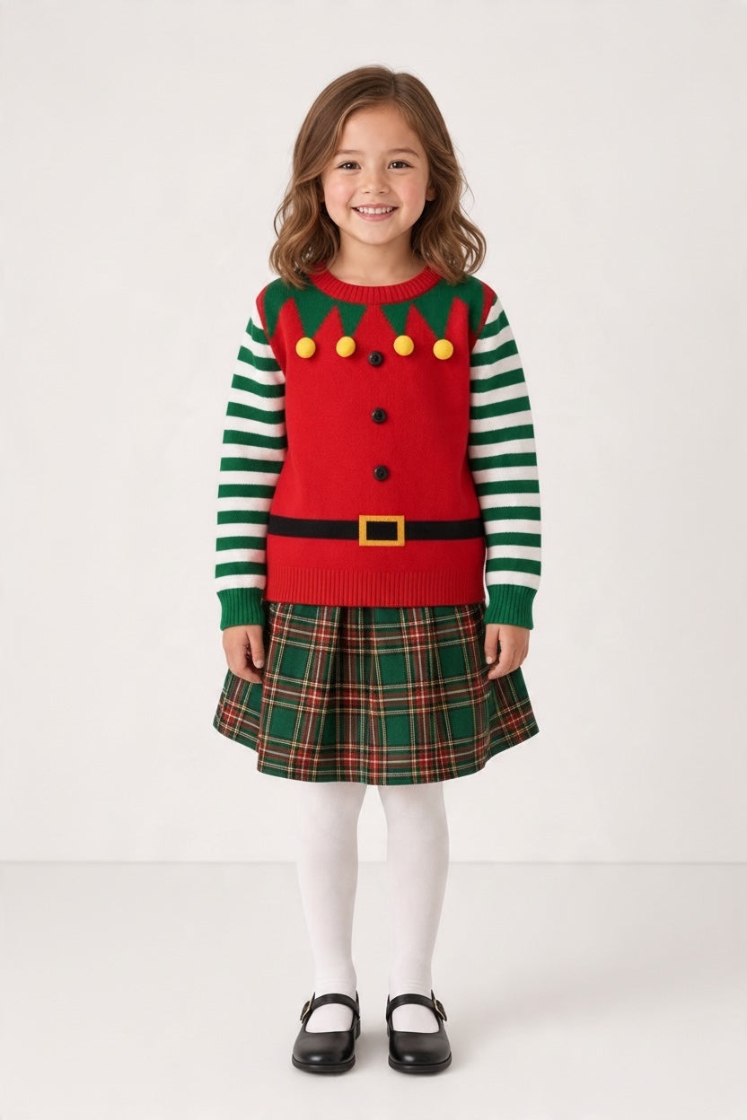 Ugly Sweater / Suéter Navideño simulación traje de duende.