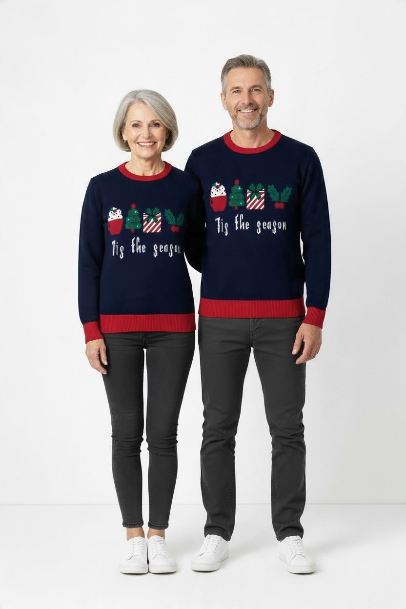 Ugly Sweater / Sueter Navideño Adulto  con Cupcake, Arbolitos y Regalo