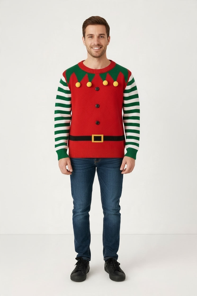 Ugly Sweater /Suéter Navideño Adulto,  simulación traje de duende.